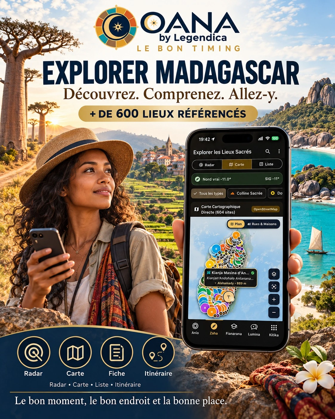 Présentation OANA : explorer les lieux naturels et culturels de Madagascar avec la carte et le radar